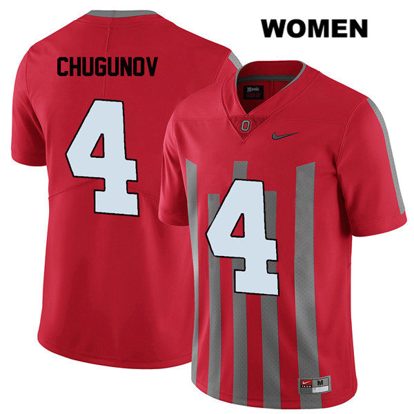 Ohio State Buckeyes Women's Chris Chugunov #4 Red Authentic Nike Elite College NCAA Stitched Football Jersey CA19I87SK